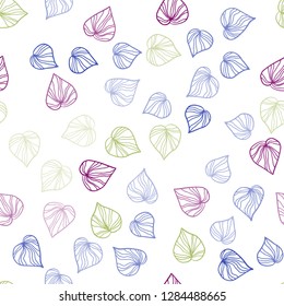 Dark Multicolor vector seamless natural backdrop with leaves. Shining colored illustration with leaves in doodle style. Design for textile, fabric, wallpapers.