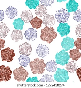 Dark Multicolor vector seamless natural backdrop with flowers. Shining colored illustration with flowers. Texture for window blinds, curtains.