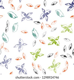 Dark Multicolor vector seamless natural backdrop with leaves. New colorful illustration in doodle style with leaves. Trendy design for wallpaper, fabric makers.