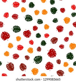 Dark Multicolor vector seamless natural backdrop with leaves. Colorful abstract illustration with leaves in doodle style. Design for textile, fabric, wallpapers.