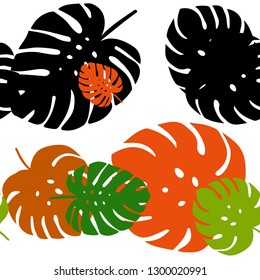 Dark Multicolor vector seamless natural background with leaves. Decorative illustration with doodles on abstract template. Design for textile, fabric, wallpapers.