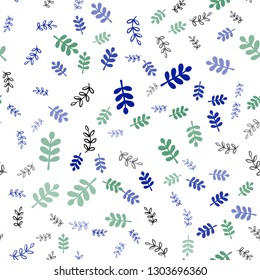 Dark Multicolor vector seamless natural backdrop with leaves, branches. Colorful illustration in doodle style with leaves, branches. Design for textile, fabric, wallpapers.