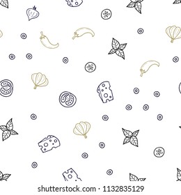 Dark Multicolor vector seamless pattern with fresh ingredients. Glitter abstract sketch with gourmet food. Design for ad, poster, banner of cafes or restaurants.