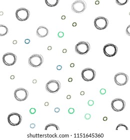 Dark Multicolor vector seamless pattern with spheres. Beautiful colored illustration with blurred circles in nature style. Pattern can be used for futuristic ad, booklets.