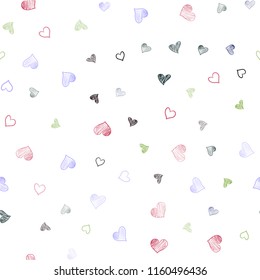 Dark Multicolor vector seamless pattern with colorful hearts. Decorative shining illustration with hearts on abstract template. Pattern for marriage gifts, congratulations.