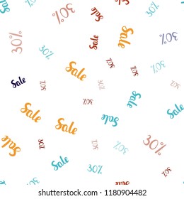 Dark Multicolor vector seamless pattern with 30 percentage signs. Illustration with signs of sales on abstract template. Template for season sales, shopping ads.