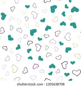 Dark Multicolor vector seamless pattern with colorful hearts. Glitter abstract illustration with colorful hearts in romantic style. Pattern can be used for valentine's ad, booklets.