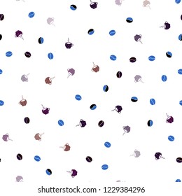 Dark Multicolor vector seamless pattern with coffee beans, cups. Gradient illustration with set of mugs, beans. Pattern for ad, booklets, leaflets of restaurants.