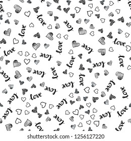 Dark Multicolor vector seamless pattern with phrase LOVE YOU, hearts. Illustration with words of love, hearts in abstract style. Design for wallpaper, fabric makers.