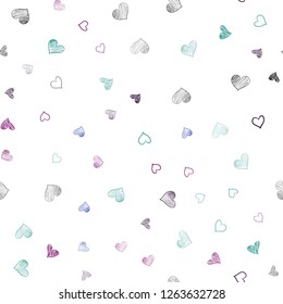 Dark Multicolor vector seamless pattern with colorful hearts. Beautiful colored illustration with hearts in celebration style. Template for Valentine's greeting postcards.