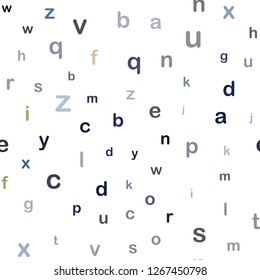 Dark Multicolor vector seamless pattern with ABC symbols. Blurred design in simple style with signs of alphabet. Template for business cards, websites.
