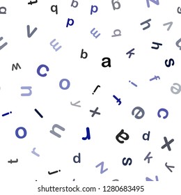 Dark Multicolor vector seamless pattern with ABC symbols. Colored alphabet signs with gradient on white background. Texture for window blinds, curtains.