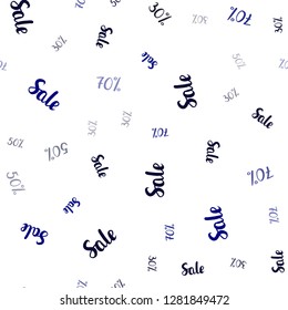 Dark Multicolor vector seamless pattern with 30, 50, 70 percentage signs. Abstract illustration with colorful gradient symbols of sales. Backdrop for super sales on Black Friday.