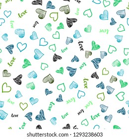 Dark Multicolor vector seamless pattern with phrase LOVE YOU, hearts. Romantic illustration with colorful phrase LOVE YOU, hearts. Pattern for trendy fabric, wallpapers.