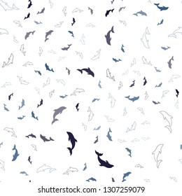 Dark Multicolor vector seamless pattern with sea dolphins. Shining illustration of colorful gradient sea dolphins. Pattern for wildlife ad, booklets.
