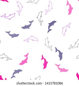 Dark Multicolor vector seamless pattern with sea dolphins. Shining illustration of colorful gradient sea dolphins. Pattern for websites of animals.