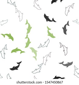 Dark Multicolor vector seamless pattern with sea dolphins. Shining illustration of colorful gradient sea dolphins. Pattern for marine leaflets.