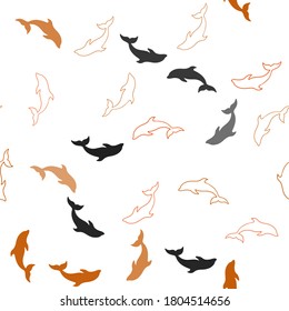 Dark Multicolor vector seamless pattern with sea dolphins. Natural illustration with sea dolphins. Template for natural magazines.