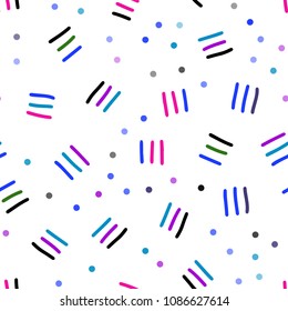 Dark Multicolor vector seamless template with geometric lines. Colorful seamless gradient with lines and signs of maths. Pattern for design of fabric, wallpapers.