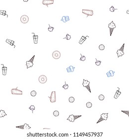 Dark Multicolor vector seamless template with organic meal. Blurred decorative design of snacks in doodle style. Design for ad, poster, banner of cafes or restaurants.