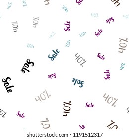 Dark Multicolor vector seamless template with 40% selling. Gradient illustration with discount signs on white backdrop. Pattern for ads, posters, banners of sales.