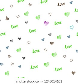 Dark Multicolor vector seamless template with text LOVE YOU, hearts. Colorful illustration with quote LOVE YOU, hearts. Design for wallpaper, fabric makers.