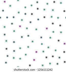 Dark Multicolor vector seamless template with ice snowflakes. Shining colorful illustration with snow on abstract template. Texture for window blinds, curtains.