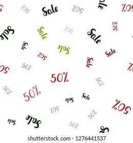 Dark Multicolor vector seamless template with 50% selling. Shining colorful illustration with isolated selling prices. Backdrop for super sales on Black Friday.