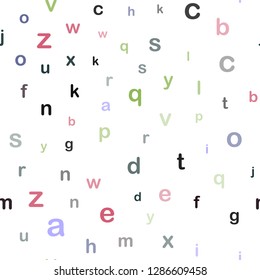 Dark Multicolor vector seamless template with isolated letters. Modern geometrical illustration with ABC english symbols. Pattern for design of fabric, wallpapers.