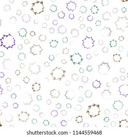 Dark Multicolor vector seamless texture with disks. Illustration with set of shining colorful abstract circles. Pattern can be used for futuristic ad, booklets.