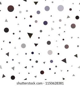 Dark Multicolor, vector seamless texture in triangular style with circles. Circles, lines on abstract background with colorful gradient. Pattern for trendy fabric, wallpapers.