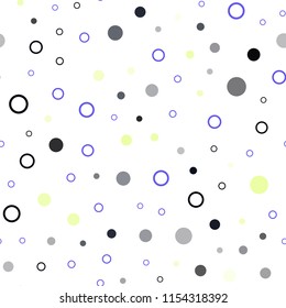 Dark Multicolor vector seamless texture with disks. Glitter abstract illustration with blurred drops of rain. Pattern for design of fabric, wallpapers.