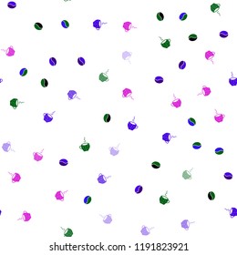 Dark Multicolor vector seamless texture with coffee beans, mugs. Colorful illustration with gradient coffee beans, mugs. Pattern for ads of breakfast, lunch, dinner.
