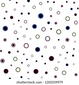 Dark Multicolor vector seamless texture with disks. Blurred decorative design in abstract style with bubbles. Pattern for trendy fabric, wallpapers.