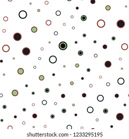 Dark Multicolor vector seamless texture with disks. Modern abstract illustration with colorful water drops. Template for business cards, websites.