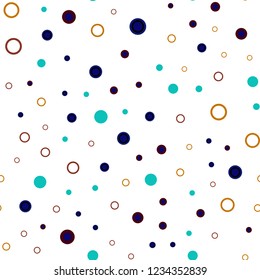 Dark Multicolor vector seamless texture with disks. Beautiful colored illustration with blurred circles in nature style. Pattern for design of window blinds, curtains.