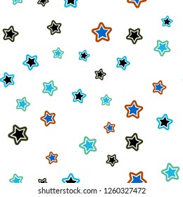 Dark Multicolor vector seamless texture with beautiful stars. Decorative shining illustration with stars on abstract template. Design for textile, fabric, wallpapers.