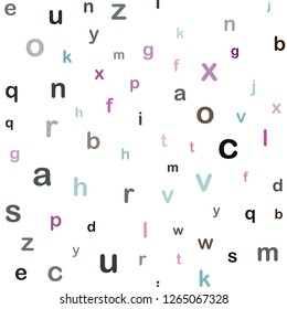 Dark Multicolor vector seamless texture with ABC characters. Shining colorful illustration with isolated letters. Template for business cards, websites.