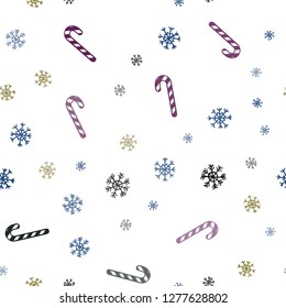 Dark Multicolor vector seamless texture with xmas sweets, candies.