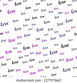 Dark Multicolor vector seamless texture with words LOVE YOU. Illustration with phrase LOVE YOU for valentine's day. Pattern for trendy fabric, wallpapers.
