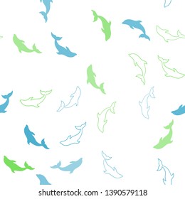 Dark Multicolor vector seamless texture with dolphins. Modern abstract illustration with sea dolphins. Template for natural magazines.