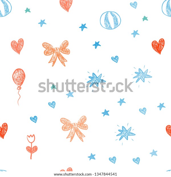 Dark Multicolor\
vector seamless texture with birthday gifts. Illustration with a\
colorful toy car, heart, baloon, tulip, candy, ball. Design for\
colorful commercials.