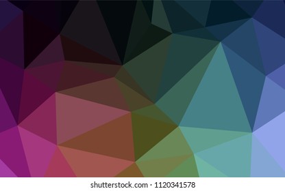 Dark Multicolor vector shining triangular cover. Triangular geometric sample with gradient.  Textured pattern can be used for background.