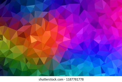 Dark Multicolor vector shining triangular layout. Triangular geometric sample with gradient.  A completely new design for your leaflet.