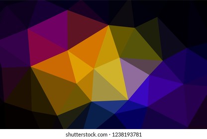 Dark Multicolor vector shining triangular backdrop. Creative illustration in halftone style with triangles. Best triangular design for your business.