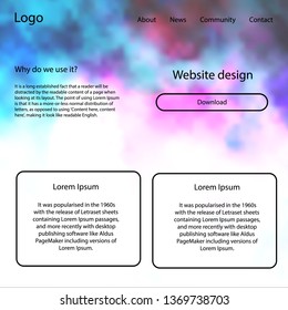 Dark Multicolor vector style guide with sky stars. Simple Material Design Kit with colorful clouds in header. This template you can use for websites.