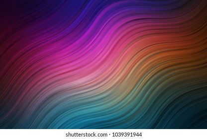 Dark Multicolor vector template with bent lines. A sample with blurred bubble shapes. Marble style for your business design.