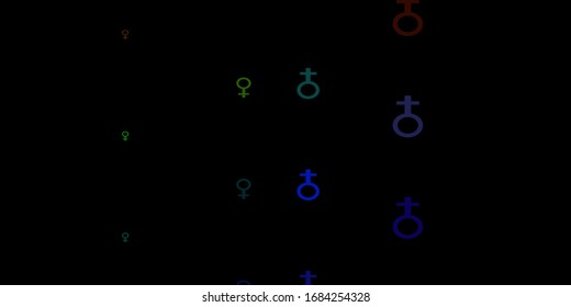 Dark Multicolor vector template with businesswoman signs. Illustration with signs of women's strength and power. Elegant design for wallpapers.