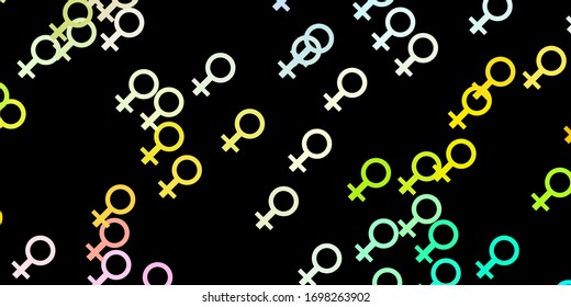 Dark Multicolor vector template with businesswoman signs. Abstract illustration with a depiction of women's power. Simple design for your web site.