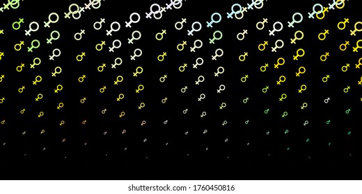 Dark Multicolor vector template with businesswoman signs. Simple design in abstract style with women’s rights activism. Background for International Women’s Day.
